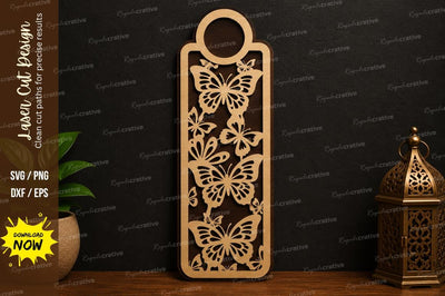 Butterfly Floral Bookmark SVG Laser Cut Decorative Bookmark File SVG Regulrcrative 