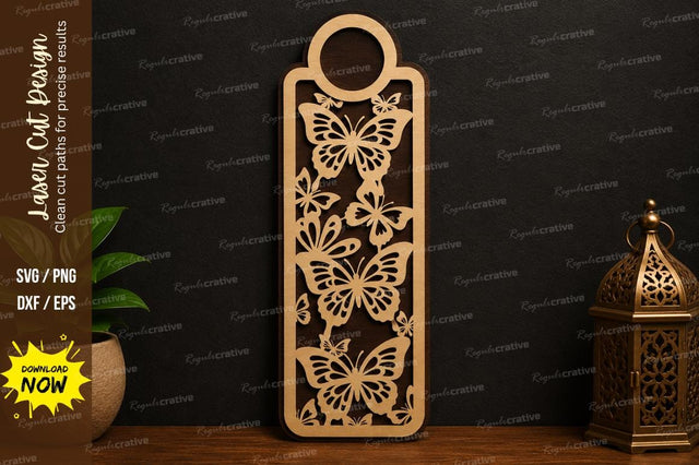 Butterfly Floral Bookmark SVG Laser Cut Decorative Bookmark File SVG Regulrcrative 