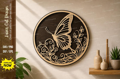 Butterfly Floral Circle laser Cut svg Cutting file SVG Regulrcrative 
