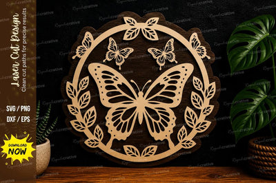 Butterfly Floral Circle laser cut svg File SVG Regulrcrative 