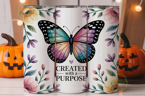 Butterfly Floral Faith 20oz Tumbler Sublimation PixelChick 