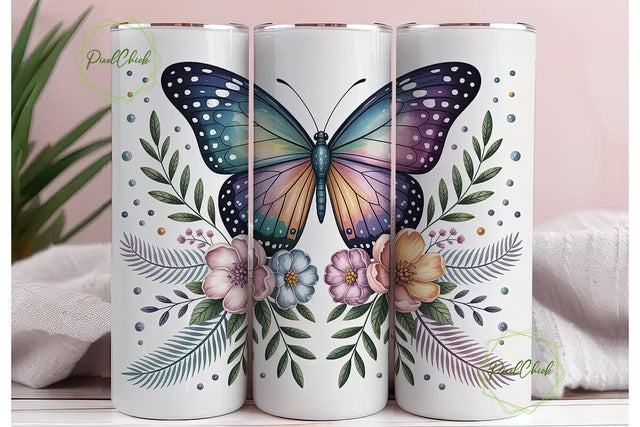 Butterfly Floral Faith 20oz Tumbler Sublimation PixelChick 
