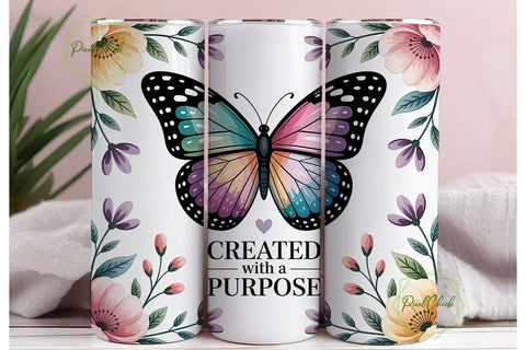 Butterfly Floral Faith 20oz Tumbler Sublimation PixelChick 