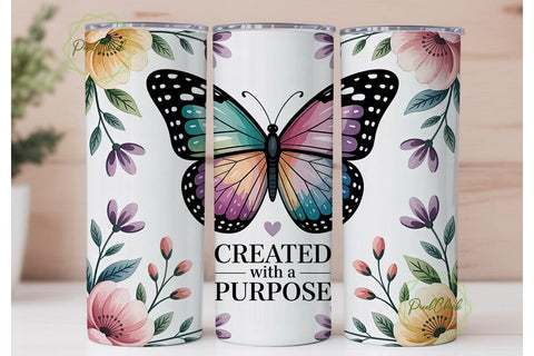 Butterfly Floral Faith 20oz Tumbler Sublimation PixelChick 