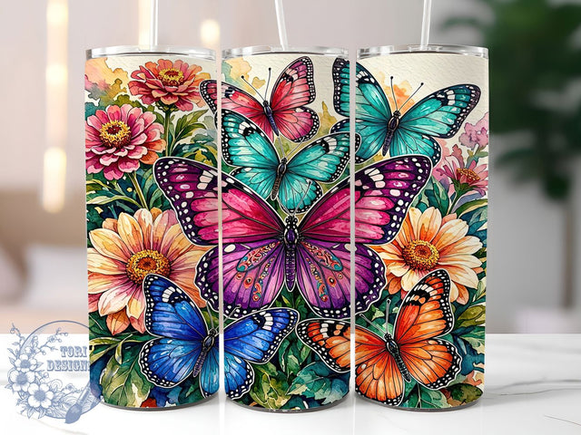 Butterfly Floral Fantasy 20oz Tumbler, Butterfly Fantasy, Floral Design, Nature Theme, Sublimation Wrap, 20oz Tumbler, Whimsical Aesthetic, Enchanted Charm Sublimation ToriDesigns 