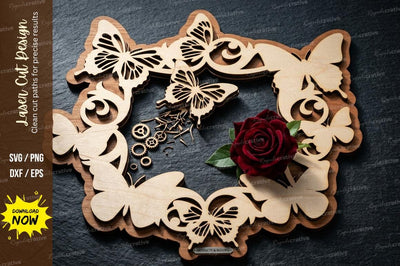 Butterfly Floral Frame laser Cut svg Cutting file, butterfly floral svg, butterfly wreath frame svg, SVG Regulrcrative 
