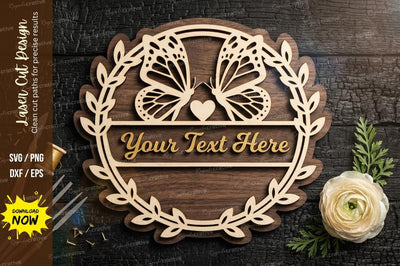 Butterfly Floral Frame laser Cut svg Cutting file SVG Regulrcrative 