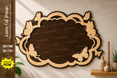 Butterfly Floral Frame laser Cut svg Cutting file SVG Regulrcrative 