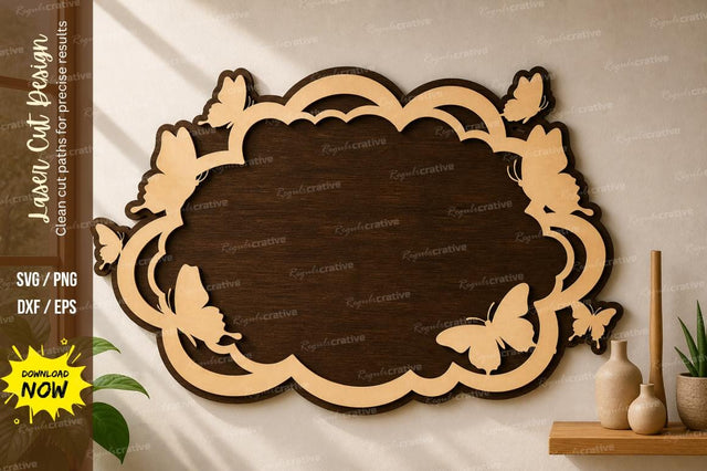 Butterfly Floral Frame laser Cut svg Cutting file SVG Regulrcrative 