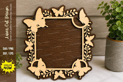 Butterfly Floral Frame laser Cut svg Cutting file SVG Regulrcrative 