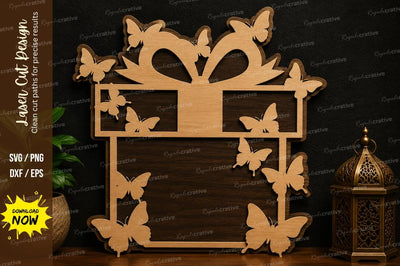 Butterfly Floral Frame Laser Cut SVG Design SVG Regulrcrative 