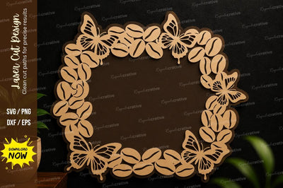Butterfly Floral Frame Laser Cut SVG Design SVG Regulrcrative 