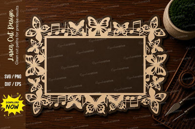 Butterfly Floral Frame Laser Cut SVG File SVG Regulrcrative 