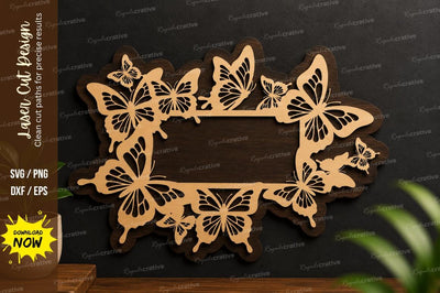 Butterfly Floral Frame laser cut svg File SVG Regulrcrative 