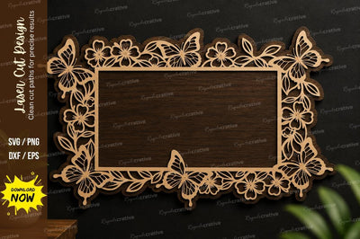 Butterfly Floral Frame laser cut svg File SVG Regulrcrative 