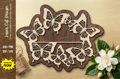 Butterfly Floral Frame laser cut svg File SVG Regulrcrative 
