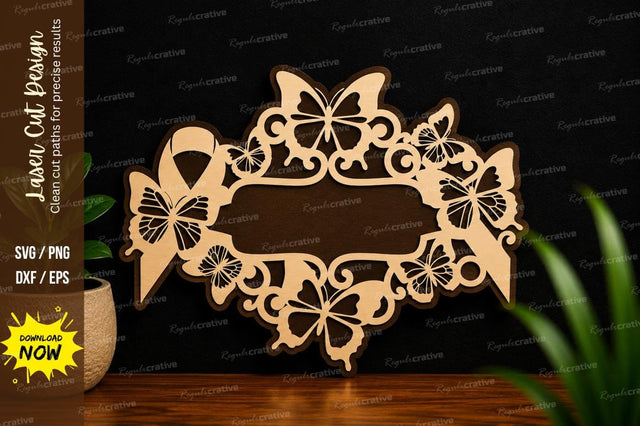 Butterfly Floral Frame Laser Cut SVG SVG Regulrcrative 