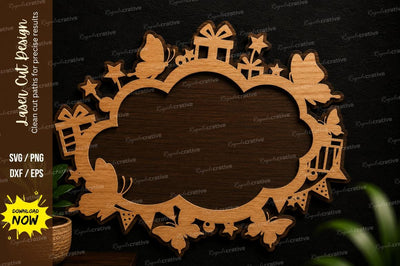 Butterfly Floral Frame Laser Cut SVG SVG Regulrcrative 