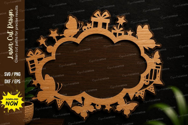 Butterfly Floral Frame Laser Cut SVG SVG Regulrcrative 