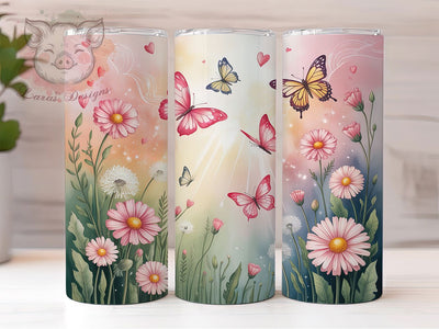 Butterfly Floral Heart Tumbler, Valentine Butterfly Wrap, Romantic Floral Cup, 20oz Sublimation Wrap, Stylish Valentine Design Tumbler, Artistic Butterfly Heart Cup, Whimsical Love Theme Wrap Sublimation Lara' s Designs 