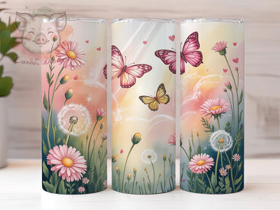 Butterfly Floral Heart Tumbler, Valentine Butterfly Wrap, Romantic Floral Cup, 20oz Sublimation Wrap, Stylish Valentine Design Tumbler, Artistic Butterfly Heart Cup, Whimsical Love Theme Wrap Sublimation Lara' s Designs 