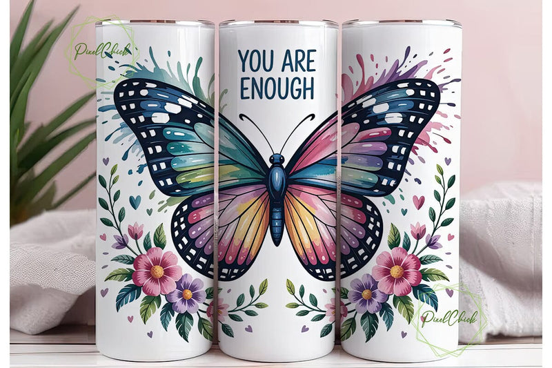 Butterfly Floral Inspirational Tumbler Sublimation PixelChick 