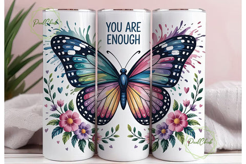 Butterfly Floral Inspirational Tumbler Sublimation PixelChick 