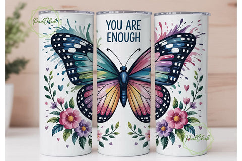Butterfly Floral Inspirational Tumbler Sublimation PixelChick 