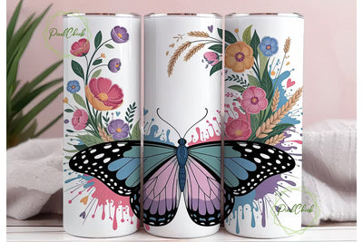 Butterfly Floral Inspirational Tumbler Sublimation PixelChick 