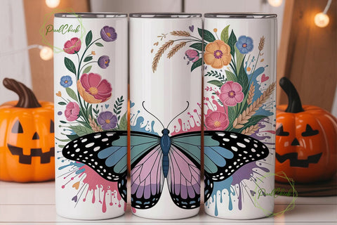 Butterfly Floral Inspirational Tumbler Sublimation PixelChick 