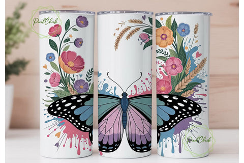 Butterfly Floral Inspirational Tumbler Sublimation PixelChick 
