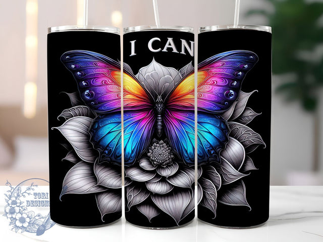 Butterfly Floral Inspirational Tumbler Wrap, Positive Quote Tumbler, Inspirational Tumbler PNG, 20oz Sublimation Wrap, Floral Motivational Tumbler, Uplifting Tumbler Design, Digital Download Sublimation ToriDesigns 