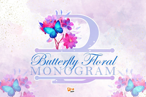Butterfly Floral Monogram Font Dm Letter Studio 
