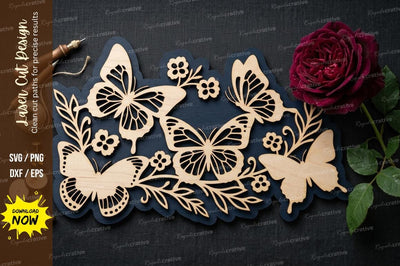 Butterfly Floral Set laser Cut svg Cutting file SVG Regulrcrative 