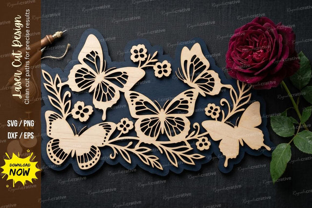Butterfly Floral Set laser Cut svg Cutting file SVG Regulrcrative 
