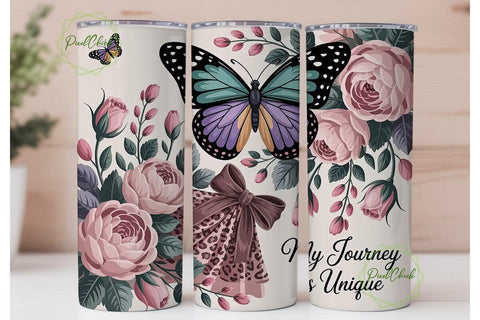 Butterfly Floral Tumbler Wrap Sublimation PixelChick 