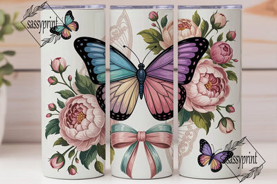 Butterfly Floral Tumbler Wrap Sublimation sassyprint 