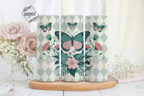 Butterfly Floral Tumbler Wrap Sublimation sassyprint 