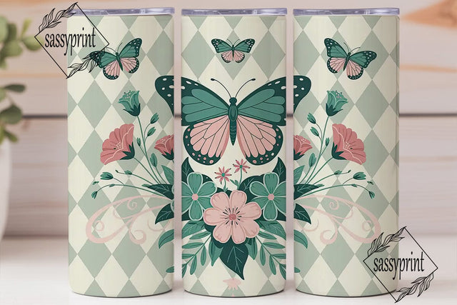 Butterfly Floral Tumbler Wrap Sublimation sassyprint 