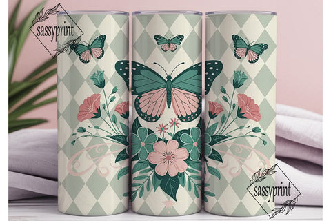 Butterfly Floral Tumbler Wrap Sublimation sassyprint 