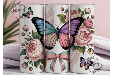 Butterfly Floral Tumbler Wrap Sublimation sassyprint 