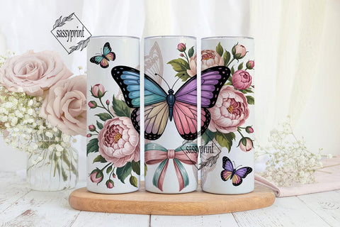 Butterfly Floral Tumbler Wrap Sublimation sassyprint 