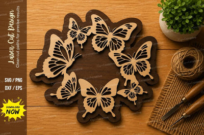 Butterfly Floral Wreath Laser Cut SVG File SVG Regulrcrative 