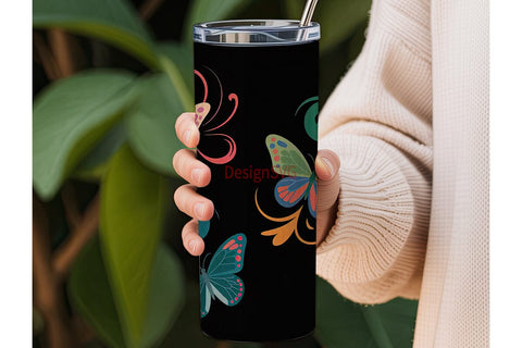 Butterfly Flourish 20oz Tumbler Wrap Sublimation DesignSVG 
