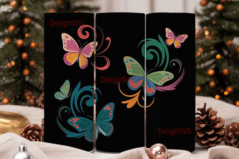 Butterfly Flourish 20oz Tumbler Wrap Sublimation DesignSVG 