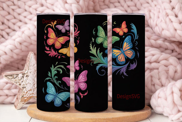 Butterfly Flourish 20oz Tumbler Wrap Sublimation DesignSVG 