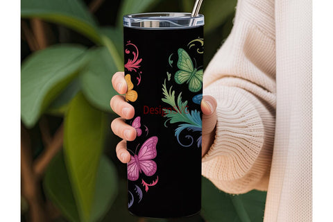 Butterfly Flourish 20oz Tumbler Wrap Sublimation DesignSVG 