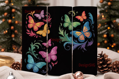Butterfly Flourish 20oz Tumbler Wrap Sublimation DesignSVG 