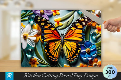 Butterfly Flower Glass Background Cutting Board Sublimation Regulrcrative 