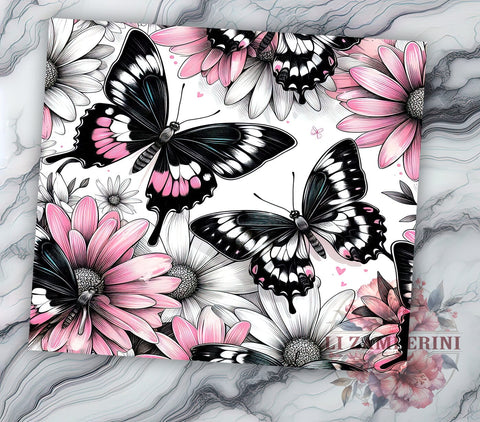 Butterfly Flowers 20oz Tumbler Wrap PNG, Butterfly Tumbler Png, Straight & Tapered Tumbler Wrap, Instant Digital Download Sublimation Li Zamperini 